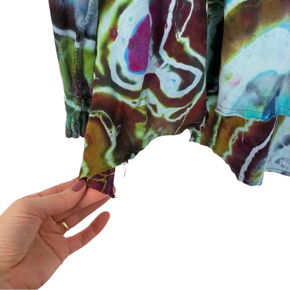 FP Free People Tie Dye Tunic Shirt Womens Medium Oversized Handmade Geode Blue - Picture 7 of 14